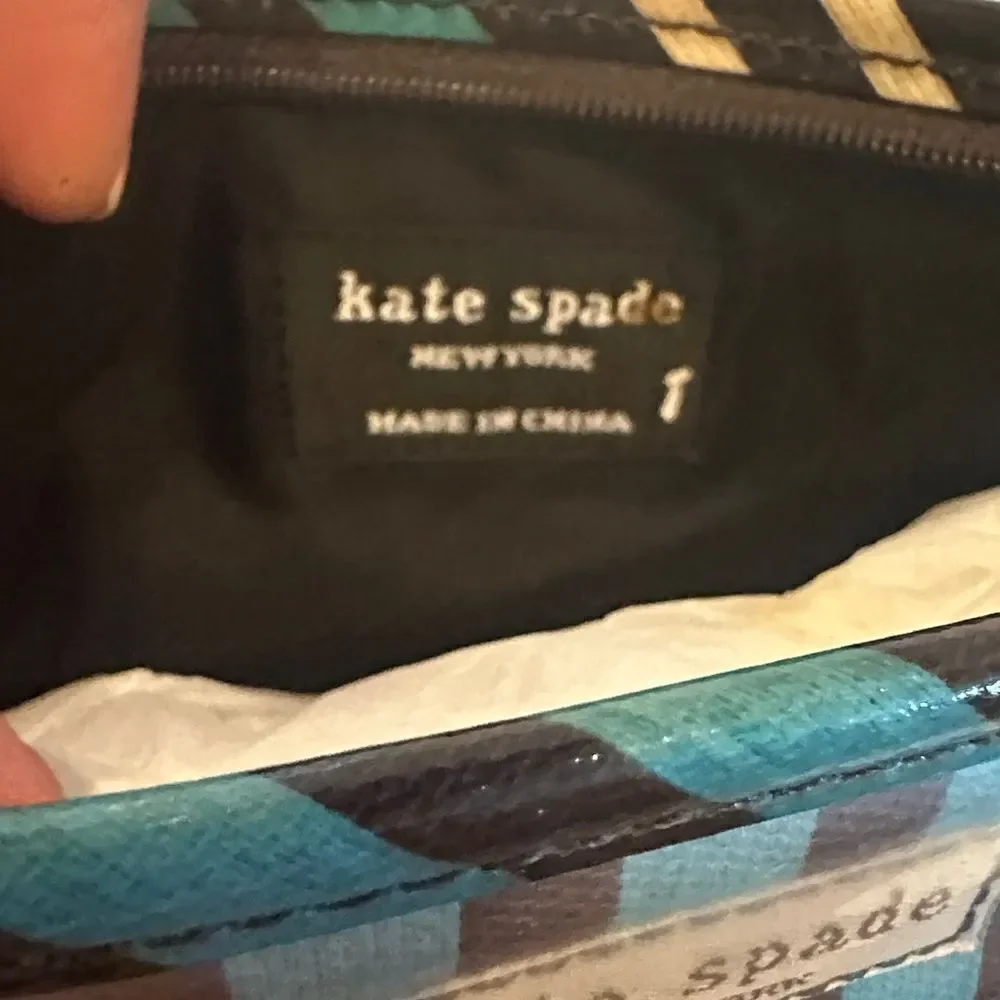 Kate Spade Blue and Green Polka Dot & Brown Striped Cosmetic Bags Set of Two